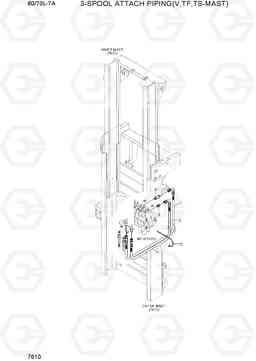 7610 3-SPOOL ATTACH PIPING(V,TF,TS-MAST) 60/70L-7A, Hyundai