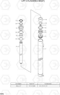 7070 LIFT CYLINDER(V-MAST) 80D-7, Hyundai