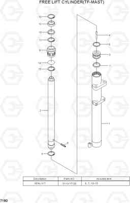 7180 FREE LIFT CYLINDER(TF-MAST) 80D-7, Hyundai