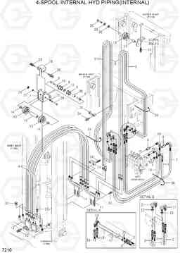 7210 4-SPOOL HYDRAULIC PIPING(INTERNAL) 80D-7, Hyundai