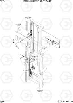 7080 3-SPOOL HYD PIPING (V-MAST) 80D-7E, Hyundai