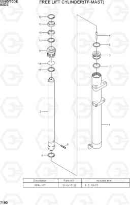 7180 FREE LIFT CYLINDER (TF-MAST) 80D-7E, Hyundai