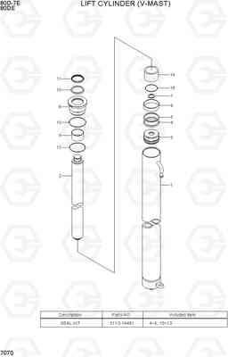 7070 LIFT CYLINDER (V-MAST) 80D-7E ACE, Hyundai