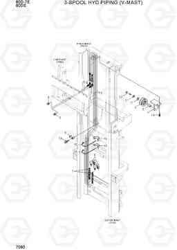 7080 3-SPOOL HYD PIPING (V-MAST) 80D-7E ACE, Hyundai