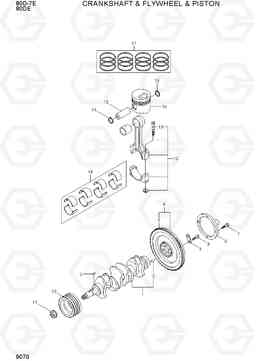 9070 CRANKSHAFT & FLYWHEEL & PISTON 80D-7E ACE, Hyundai