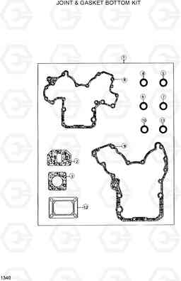 1340 JOINT & GASKET BOTTOM KIT DX20/25/30, Hyundai