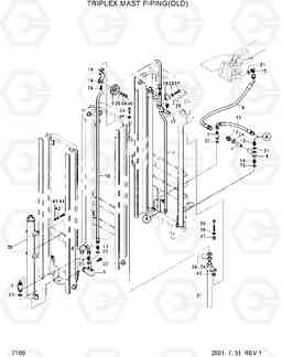 7100A TRIPLEX MAST PIPING(NEW) DX20/25/30, Hyundai