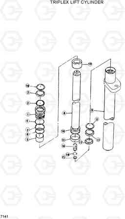 7141 TRIPLEX LIFT CYLINDER(OLD) DX20/25/30, Hyundai