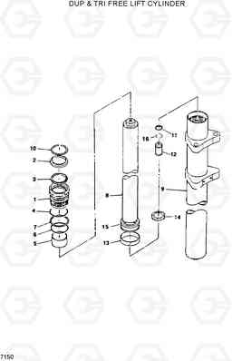 7150 DUP & TRI FREE LIFT CYLINDER DX20/25/30, Hyundai