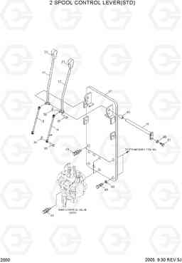 2000 2-SPOOL CONTROL LEVER HBF15/18III, Hyundai