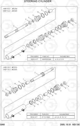 3060 STEERING CYLINDER HBF15/18III, Hyundai