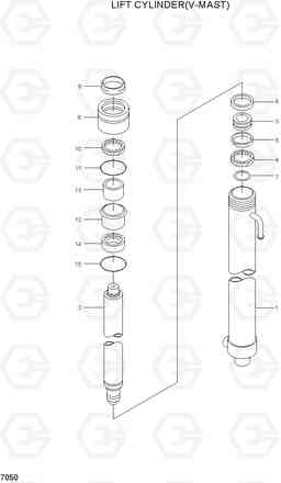 7050 LIFT CYLINDER(V-MAST) HBF15/18III, Hyundai