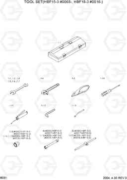 8031 TOOL SET(HBF15-3:#0068-,HBF18-3:#0016-) HBF15/18III, Hyundai