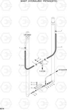 6014 MAST HYDRAULIC PIPING(STD) HBF15(E), Hyundai