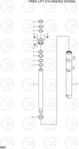 6024 FREE LIFT CYLINDER(2 STAGE) HBF15(E), Hyundai