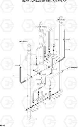 6033 MAST HYDRAULIC PIPING(3 STAGE) HBF15(E), Hyundai