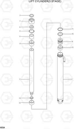 6034 LIFT CYLINDER(3 STAGE) HBF15(E), Hyundai