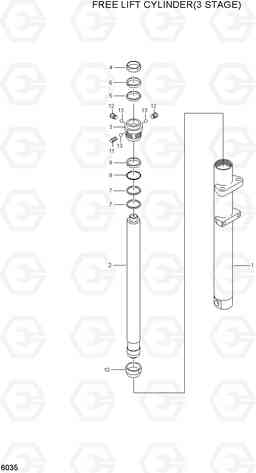 6035 FREE LIFT CYLINDER(3 STAGE) HBF15(E), Hyundai