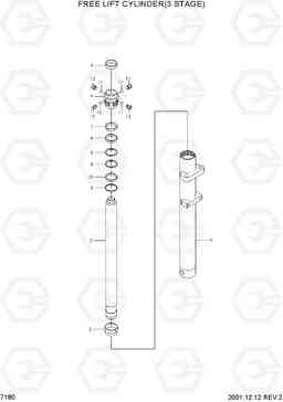 7180 FREE LIFT CYLINDER(3 STAGE) HBF15/18T, Hyundai