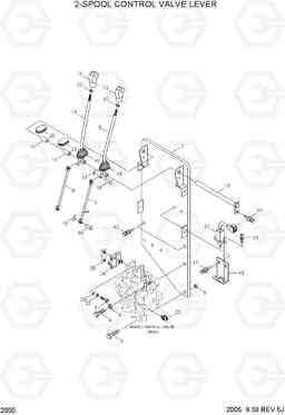 2000 2-SPOOL CONTROL VALVE LEVER HBF15/18T-5, Hyundai