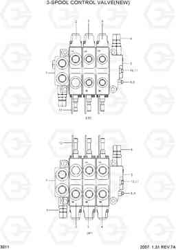 3011 3-SPOOL CONTROL VALVE(OPTION,NEW) HBF15/18T-5, Hyundai