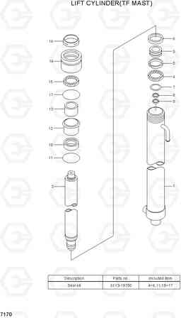 7170 LIFT CYLINDER(TF MAST) HBF15/18T-5, Hyundai