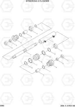 3060 STEERING CYLINDER(20:-#2264,25:-#2720) HBF20/25II, Hyundai