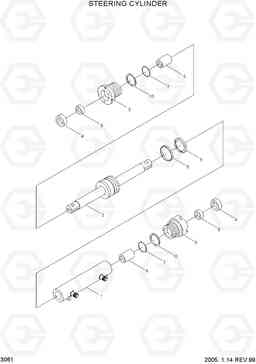 3061 STEERING CYLINDER(20:#2265-,25:#2721-) HBF20/25II, Hyundai