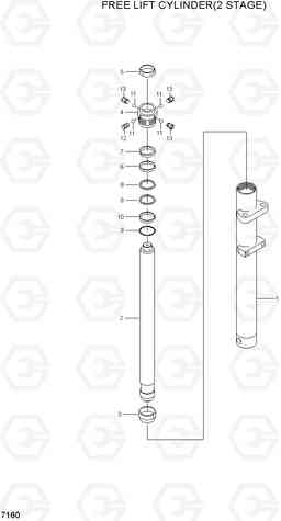 7160 FREE LIFT CYLINDER(2 STAGE) HBF20/25II, Hyundai