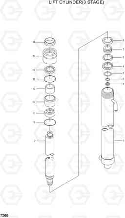 7260 LIFT CYLINDER(3 STAGE) HBF20/25II, Hyundai