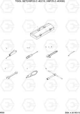 8030 TOOL SET(HBF20-2:-#2210,HBF25-2:-#2496) HBF20/25II, Hyundai