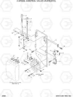 2000 2-SPOOL CONTROL VALVE LEVER(STD) HBF20/25/30/32-7, Hyundai