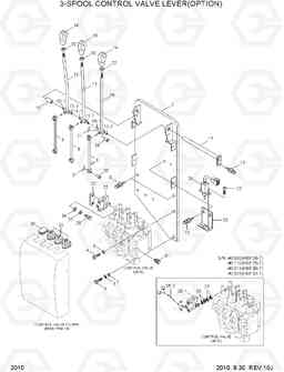 2010 3-SPOOL CONTROL VALVE LEVER(OPTION) HBF20/25/30/32-7, Hyundai