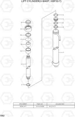 7052 LIFT CYLINDER(V-MAST,HBF32-7) HBF20/25/30/32-7, Hyundai