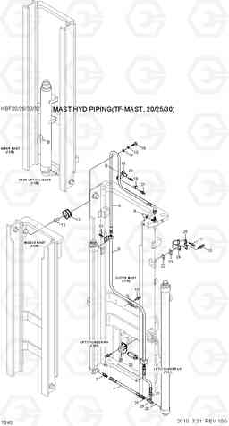 7242 MAST HYD PIPING(TF-MAST,20/25/30) HBF20/25/30/32-7, Hyundai