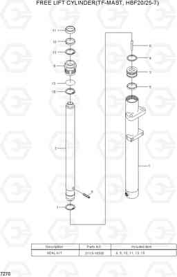 7270 FREE LIFT CYLINDER(TF-MAST,HBF20/25-7) HBF20/25/30/32-7, Hyundai