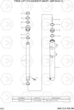 7271 FREE LIFT CYLINDER(TF-MAST,HBF30/32-7) HBF20/25/30/32-7, Hyundai