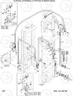 7291 4-SPOOL HYDRAULIC PIPING(TF-MAST,NEW) HBF20/25/30/32-7, Hyundai