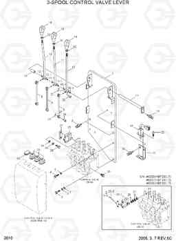 2010 3-SPOOL CONTROL VALVE LEVER HBF20/25/30C-7, Hyundai