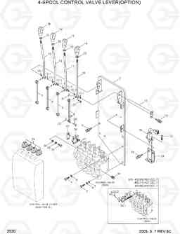 2020 4-SPOOL CONTROL VALVE LEVER(OPTION) HBF20/25/30C-7, Hyundai