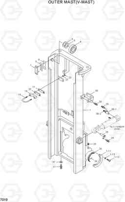 7010 OUTER MAST(V-MAST) HBF20/25/30C-7, Hyundai