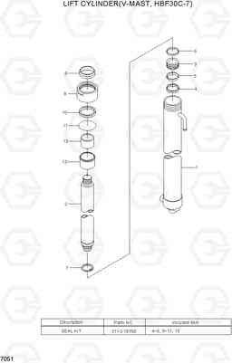 7051 LIFT CYLINDER(V-MAST,HBF30C-7) HBF20/25/30C-7, Hyundai