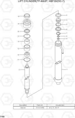 7160 LIFT CYLINDER(TF-MAST,HBF20/25C-7) HBF20/25/30C-7, Hyundai