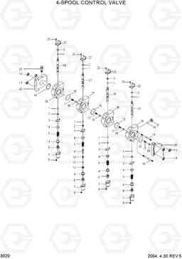 3020 4-SPOOL CONTROL VALVE HBR14/15/18/20II, Hyundai
