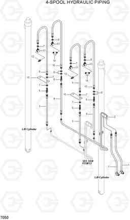 7050 4-SPOOL HYDRAULIC PIPING HBR14/15/18/20II, Hyundai