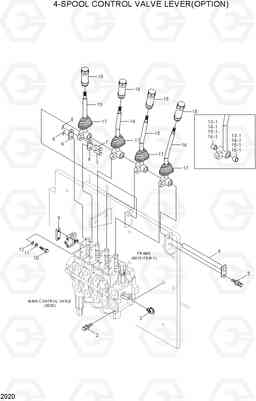 2020 4-SPOOL CONTROL VALVE LEVER(OPTION) HBR14/15/18-7, Hyundai