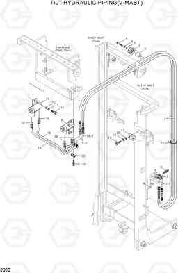 2060 TILT HYDRAULIC PIPING(V-MAST) HBR14/15/18-7, Hyundai