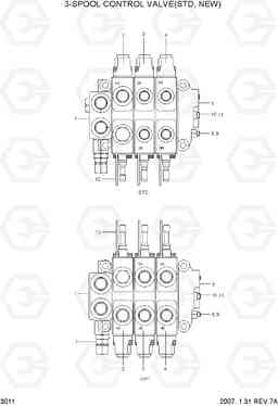 3011 3-SPOOL CONTROL VALVE(NEW) HBR14/15/18-7, Hyundai
