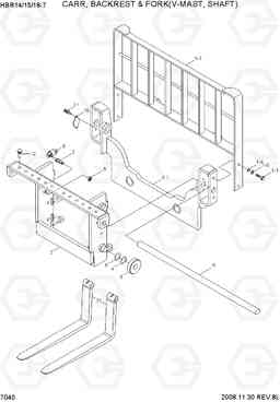 7040 CARR,BACKREST & FORK(V-MAST,SHAFT) HBR14/15/18-7, Hyundai