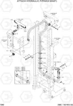 7060 ATTACH HYDRAULIC PIPING(V-MAST) HBR14/15/18-7, Hyundai